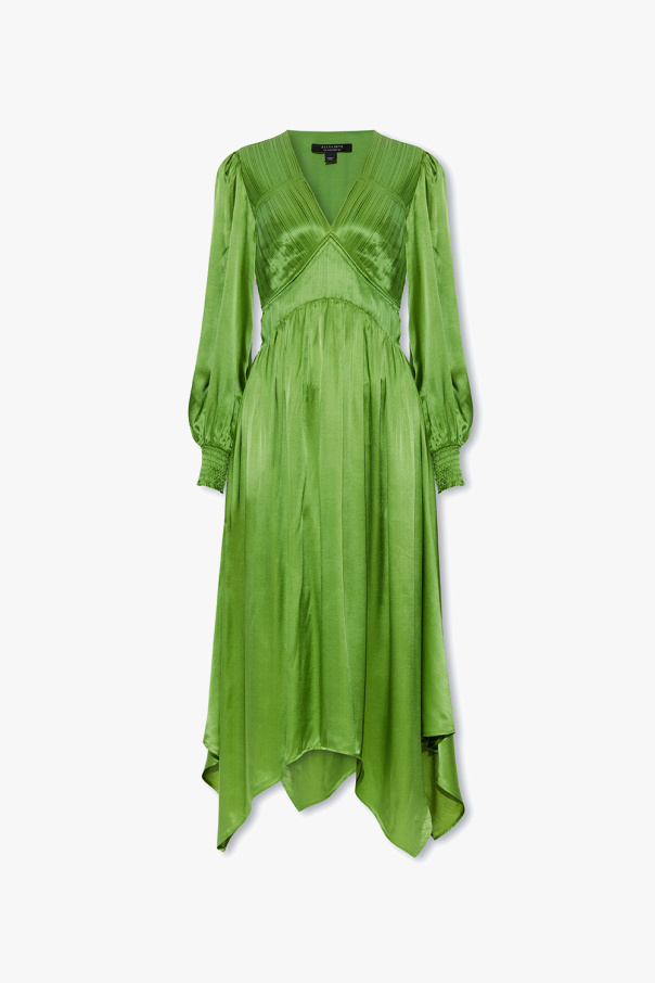 Green ‘Estelle’ satin dress AllSaints Vitkac GB